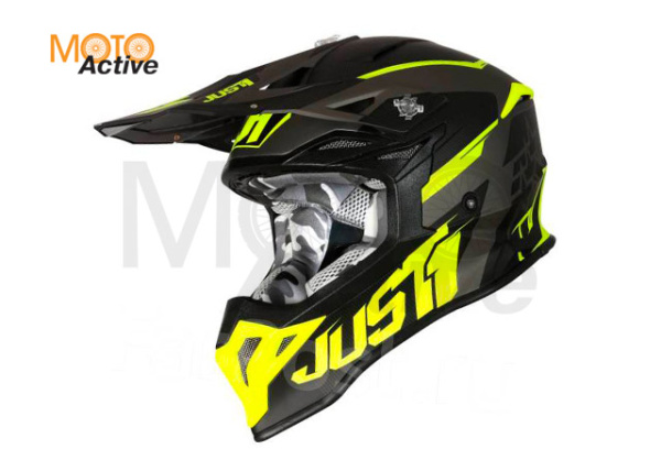 Шлем кроссовый JUST1 J39 Stars, черный/желтый/серый матовый